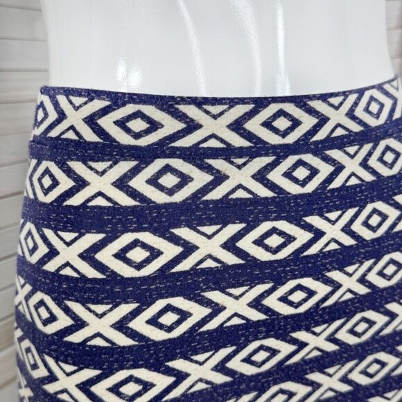 Billabong Tribal Geometric Print Stretchy Knit Mini Skirt Blue White Small - Picture 5 of 11